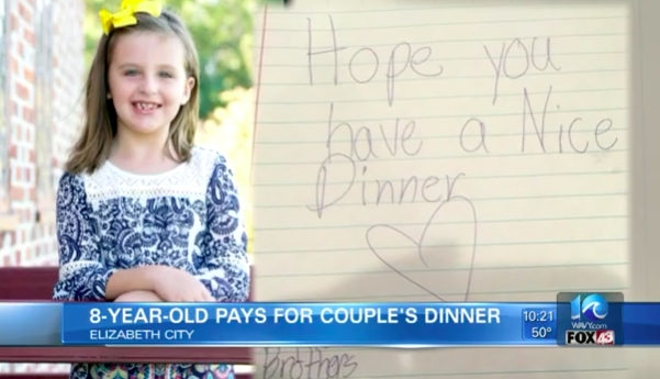 Eight-Year Old Buys Dinner for Couple